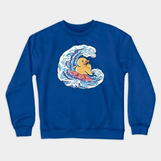 Funny Surfing Rubber Ducky Great Wave Japanese Illustration Crewneck Sweatshirt